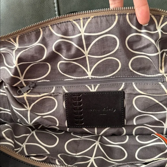 Orla Kiely Black Leather Duffel Bag - Picture 14 of 17